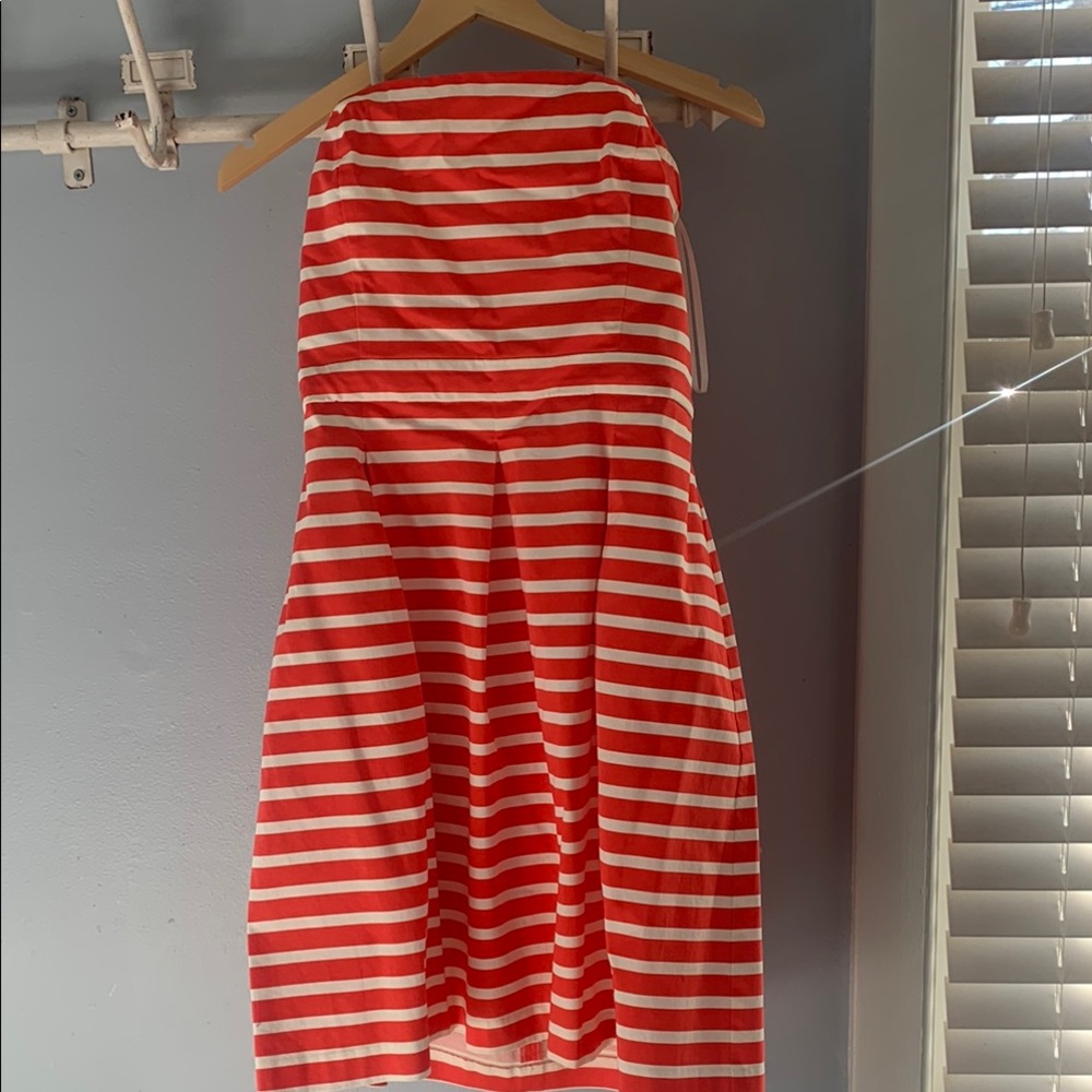 GAP Strapless Red and White Striped Dress